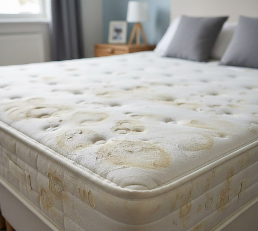 oude gele vlekken in een matras