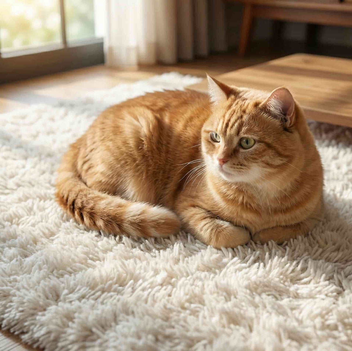 een kat op een tapijt