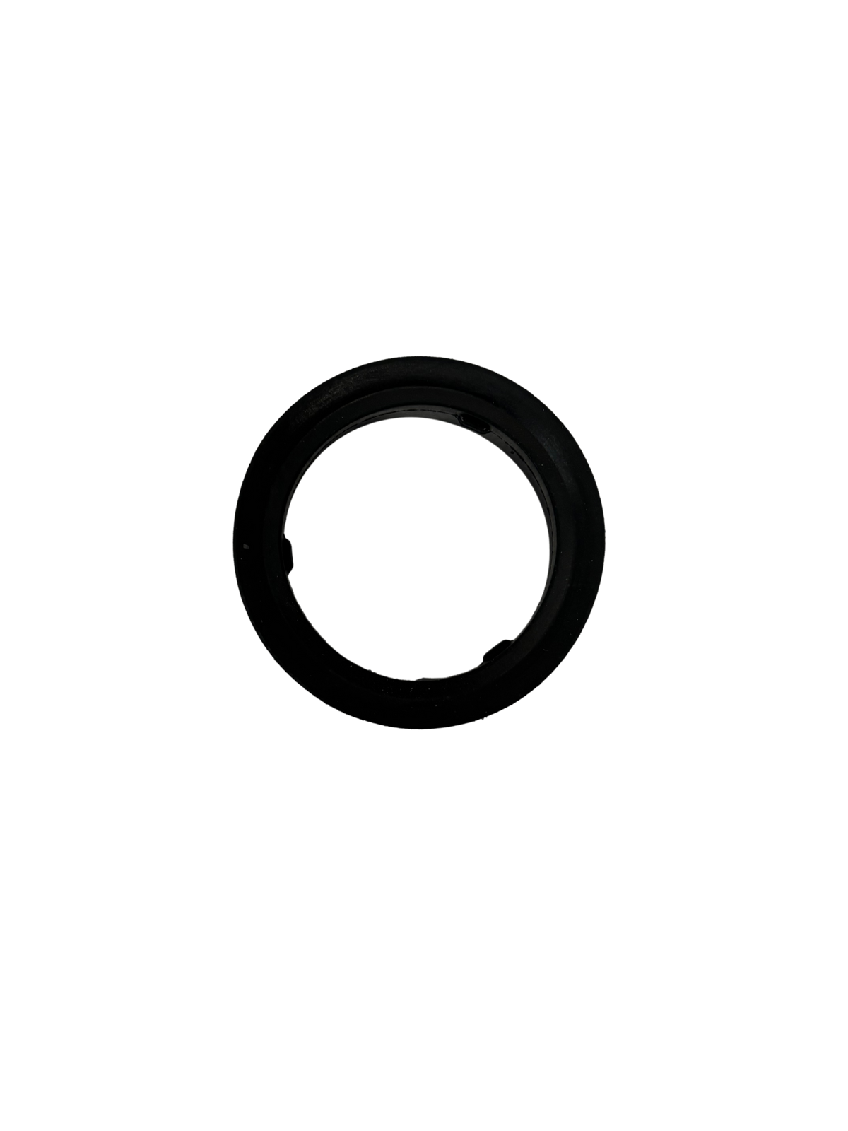 Black circular rubber gasket or sealing ring isolated on white background, likely a durable component for cleaning or machinery equipment.