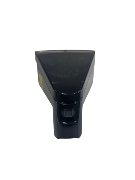 Black handheld steam cleaner attachment nozzle with a wide, triangular opening and a control button on the handle for chemical-free, precise cleaning tasks