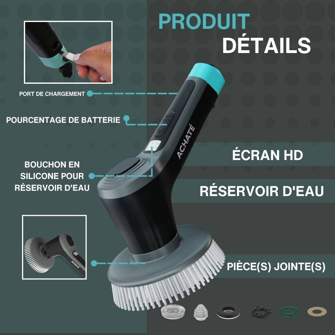 Achaté Brosse de nettoyage électrique