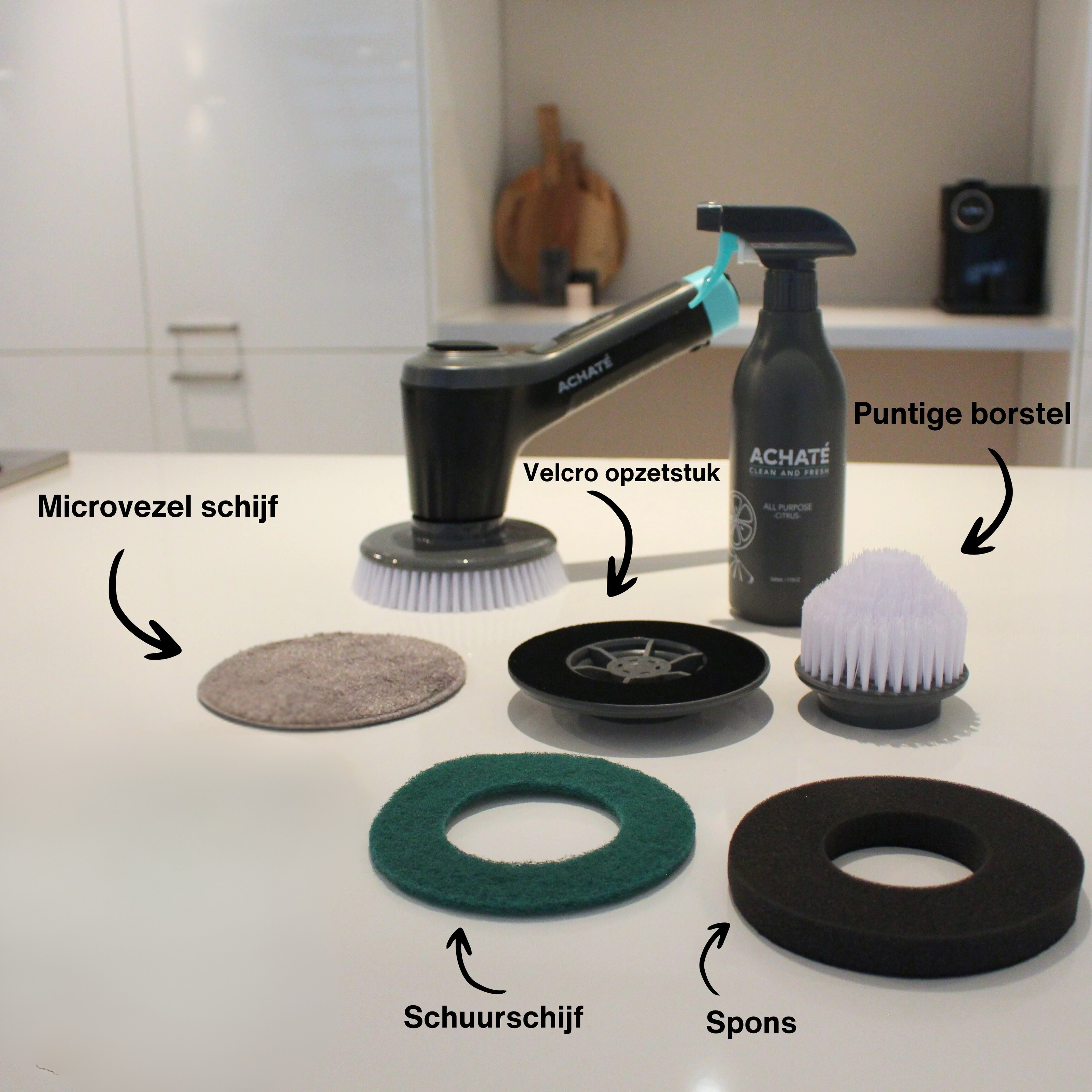 Achaté Elektrische Schoonmaakborstel - extra borstels
