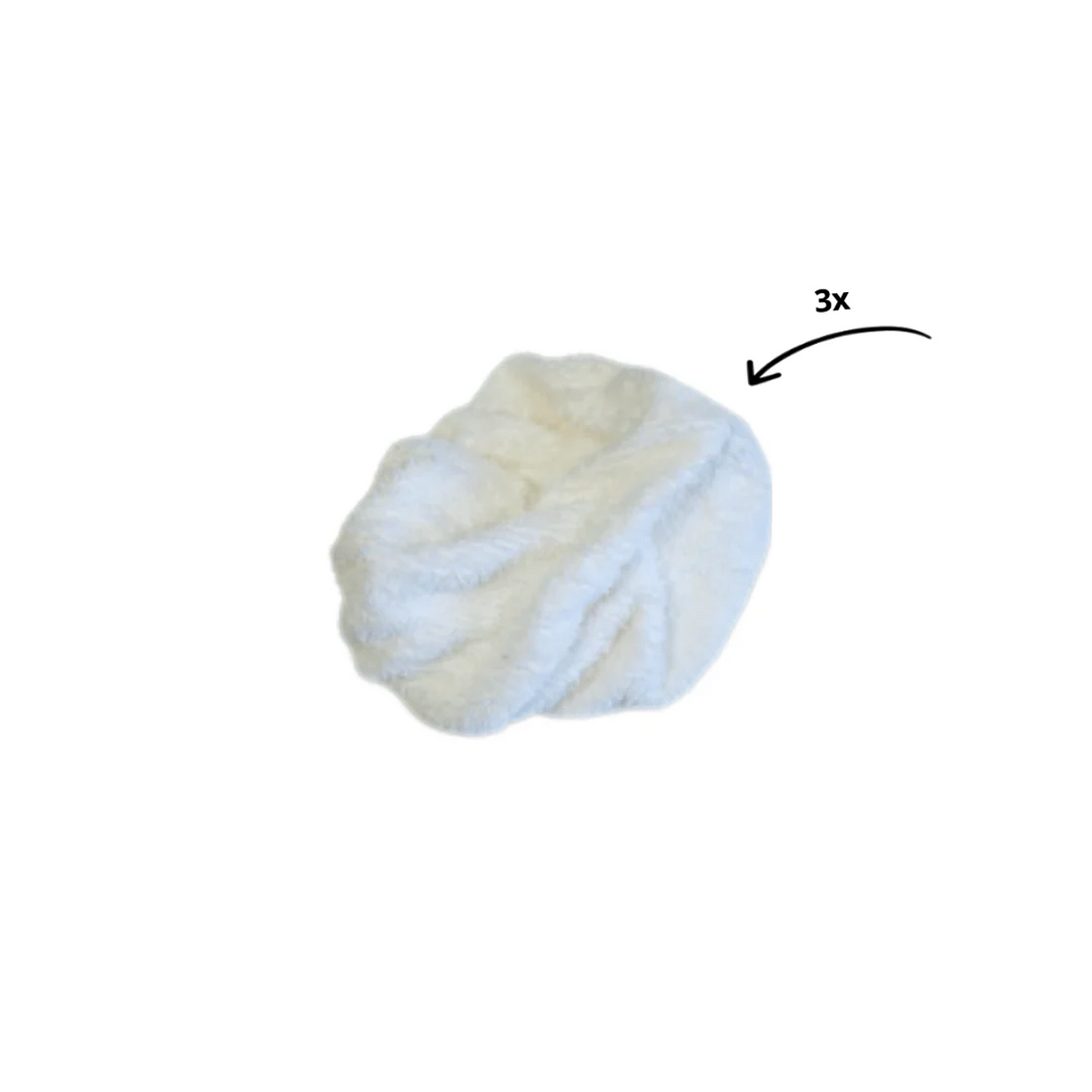 Close-up of a soft, white microfiber cleaning cloth shown three times, designed for use with steam cleaners and chemical-free cleaning tools.
