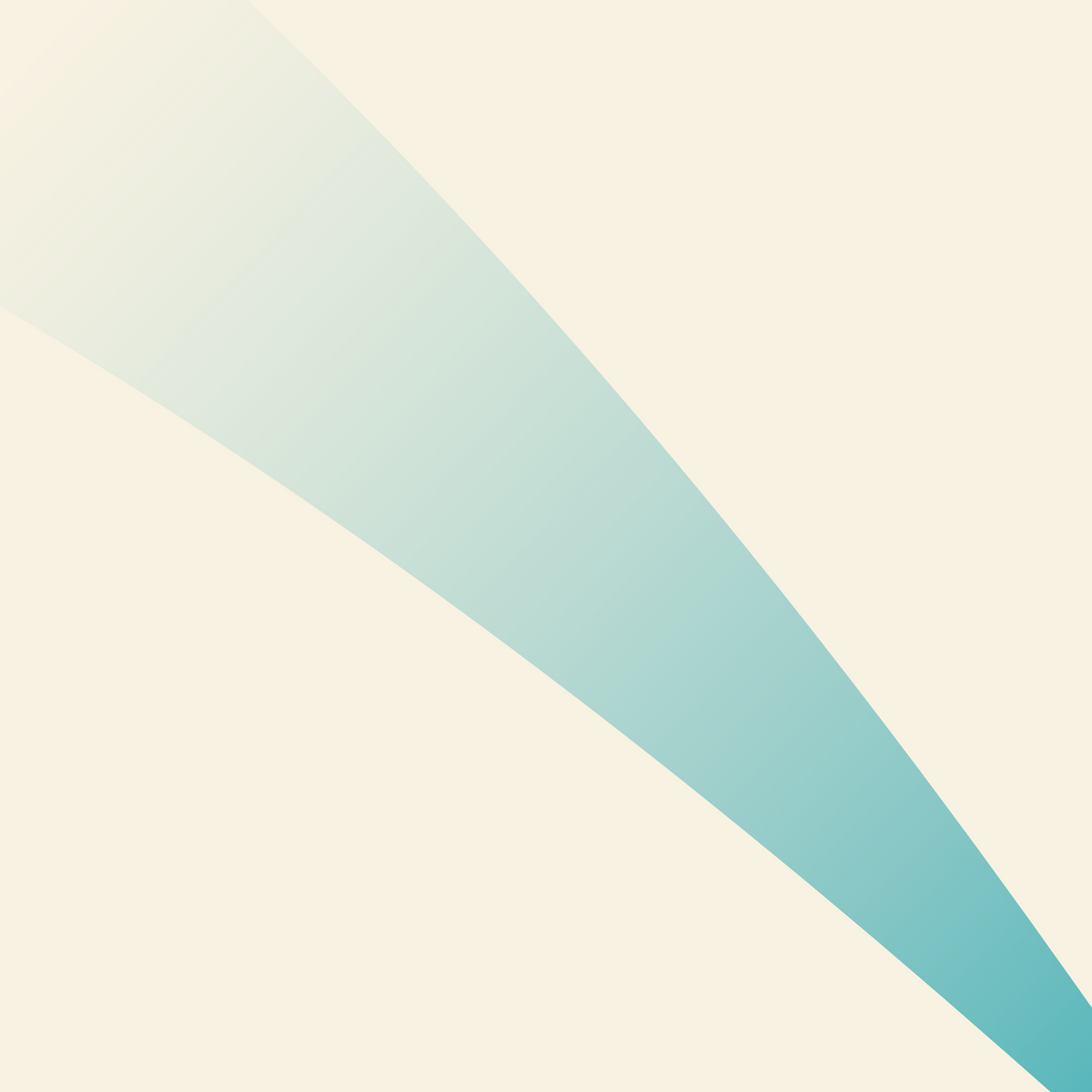 Abstract digital graphic featuring a smooth gradient arc transitioning from light teal to turquoise on a pale cream background.