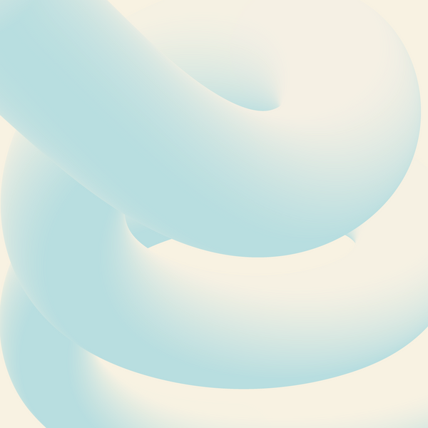 Abstract close-up of intertwined smooth, pale blue tubular shapes with soft lighting and subtle gradients on a light beige background.