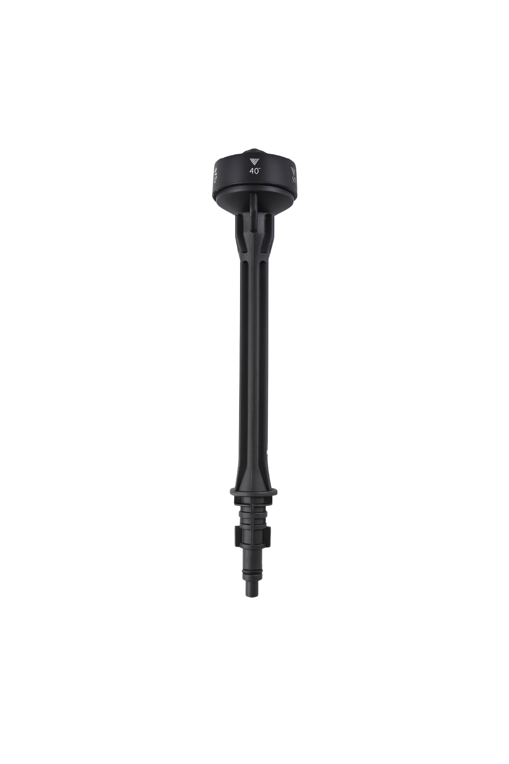 Black detachable nozzle attachment for a steam cleaner or pressure washer with a 40-degree spray angle indicator on top