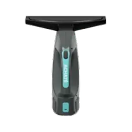 Achaté electric window cleaner with a squeegee head, in grey and teal.