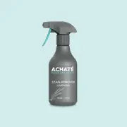 Gray spray bottle labeled Achaté Stain Remover Cleaner with a simple trigger nozzle on a plain white background