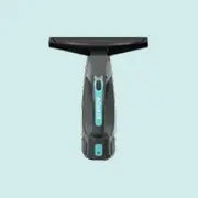 Handheld cordless steam cleaner with a wide squeegee head designed for chemical-free, hygienic cleaning of windows and smooth surfaces.
